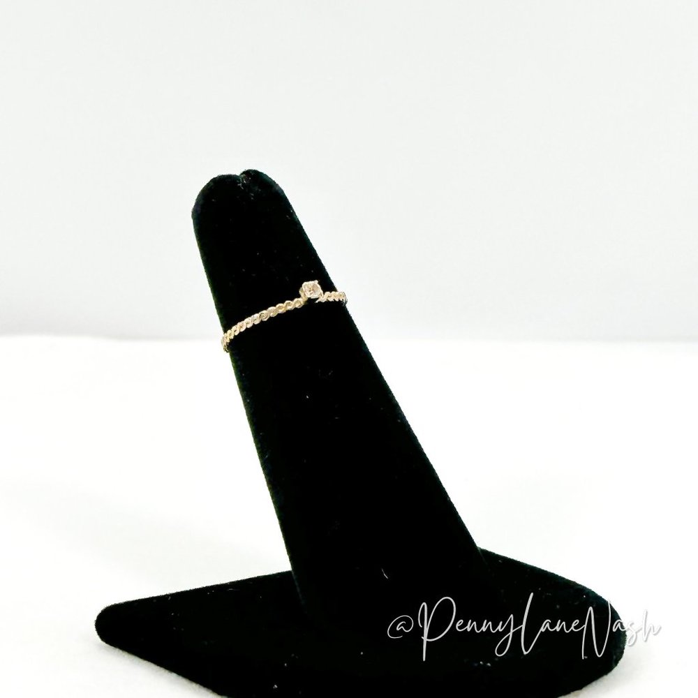 Vintage Delicate Mini Rope with Single Stone Solitaire Ring